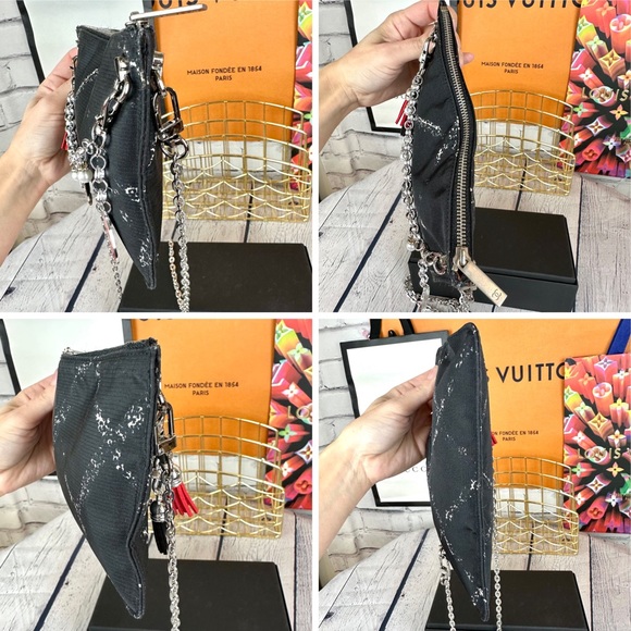 CHANEL black nylon pouch crossbody with chain, bag charm and authenticit⦠- Picture 8 of 12